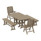 POLYWOOD Nautical Highback 5-Piece Dining Set with Benches — Vintage Sahara