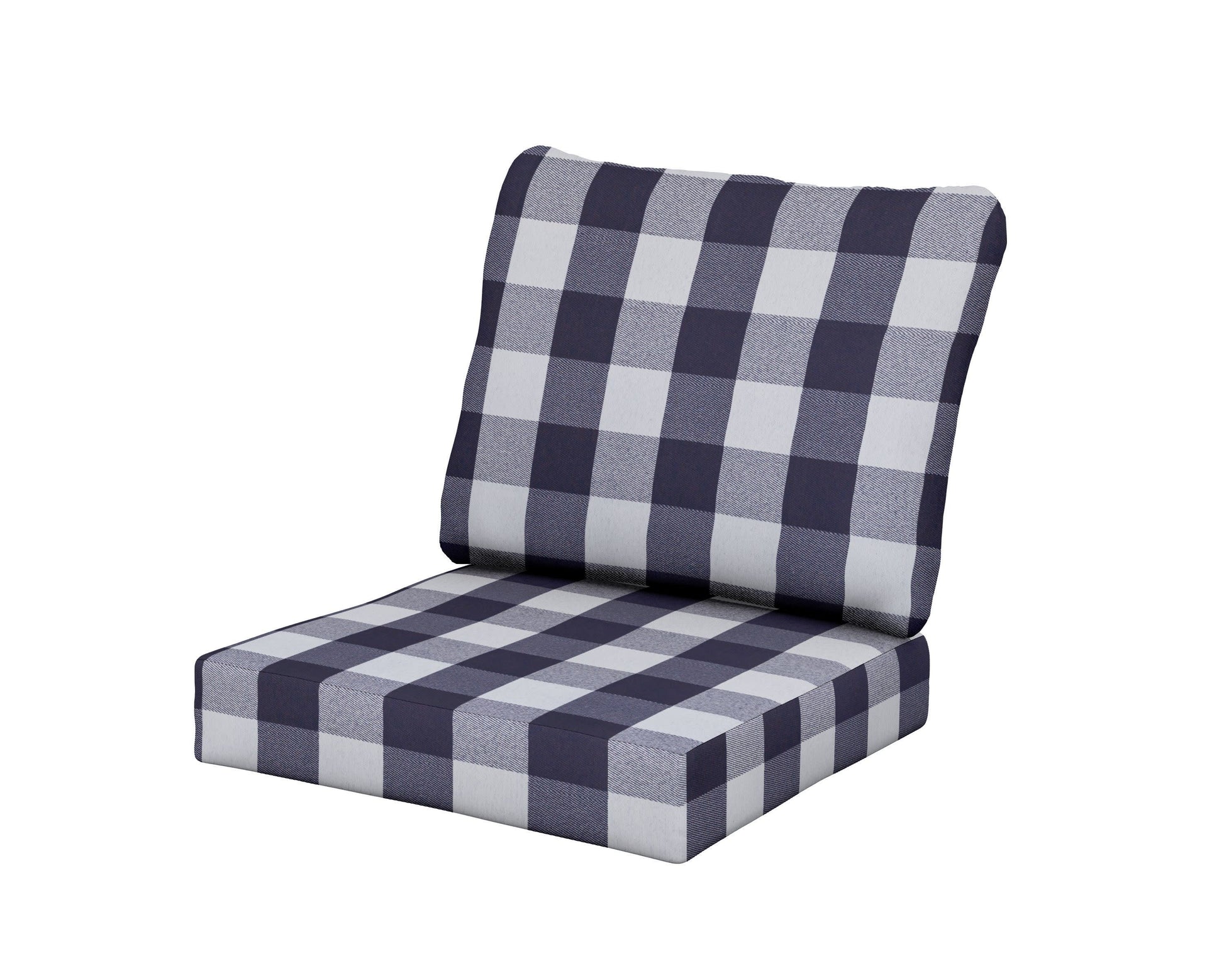 POLYWOOD Baffle Seat/Back Cushion — Buffalo Plaid Navy
