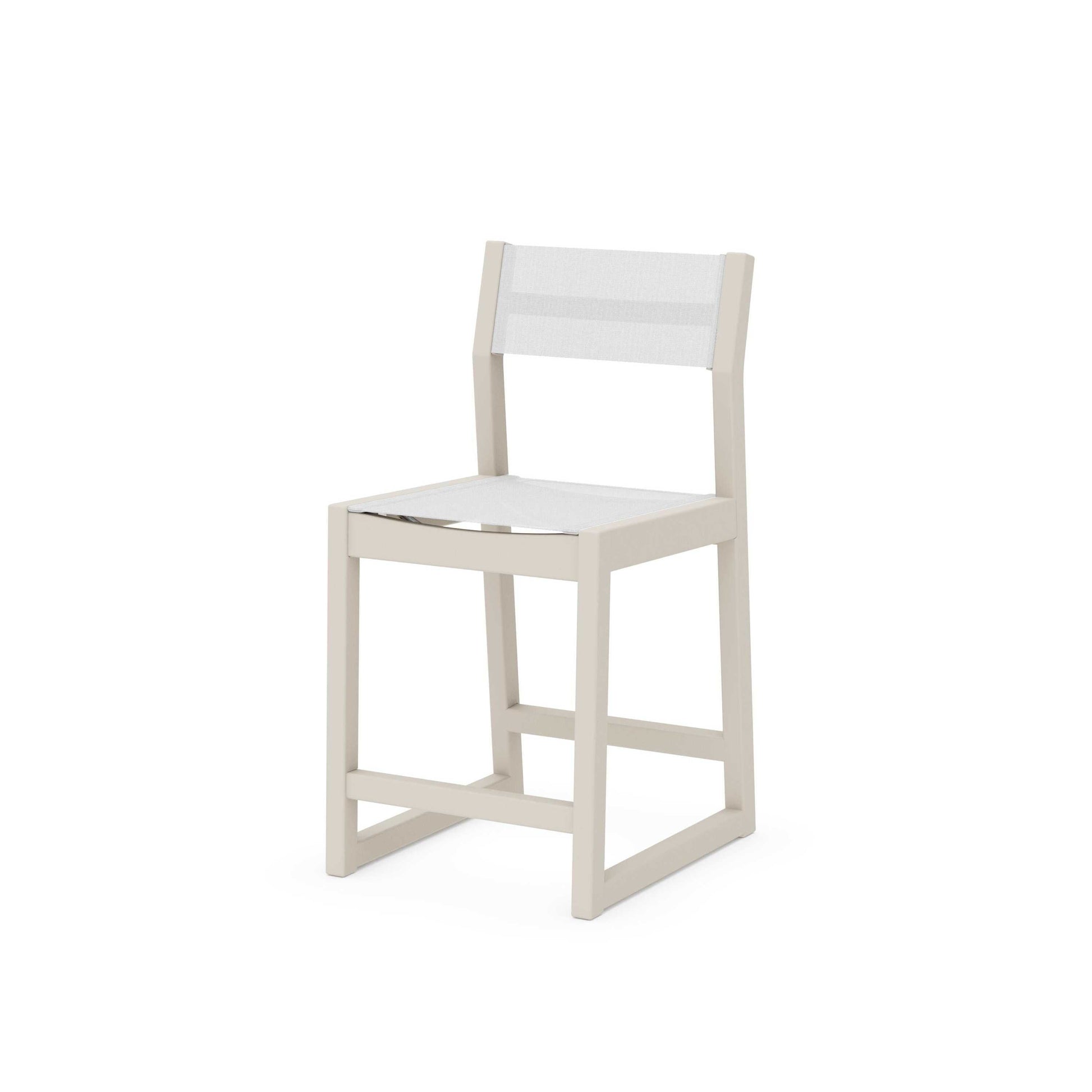 POLYWOOD EDGE Sling Counter Side Chair — Sand / White Sling