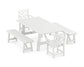 POLYWOOD Chippendale 5-Piece Rustic Farmhouse Dining Set With Benches — White