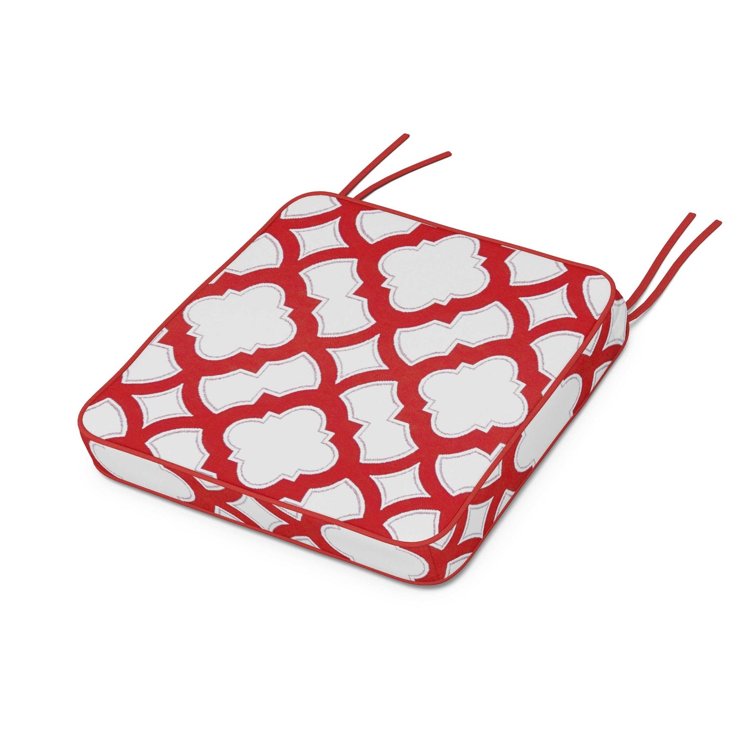 POLYWOOD Chinoiserie Side Chair Seat Cushion — Trellis Crimson