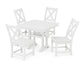 POLYWOOD Braxton Side Chair 5-Piece Dining Set with Trestle Legs — White