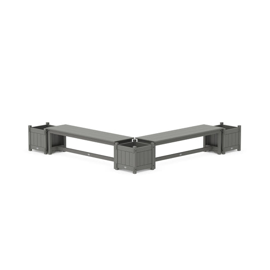 POLYWOOD 60" Vineyard L- Shaped Planter Bench Corner Set — Slate Grey