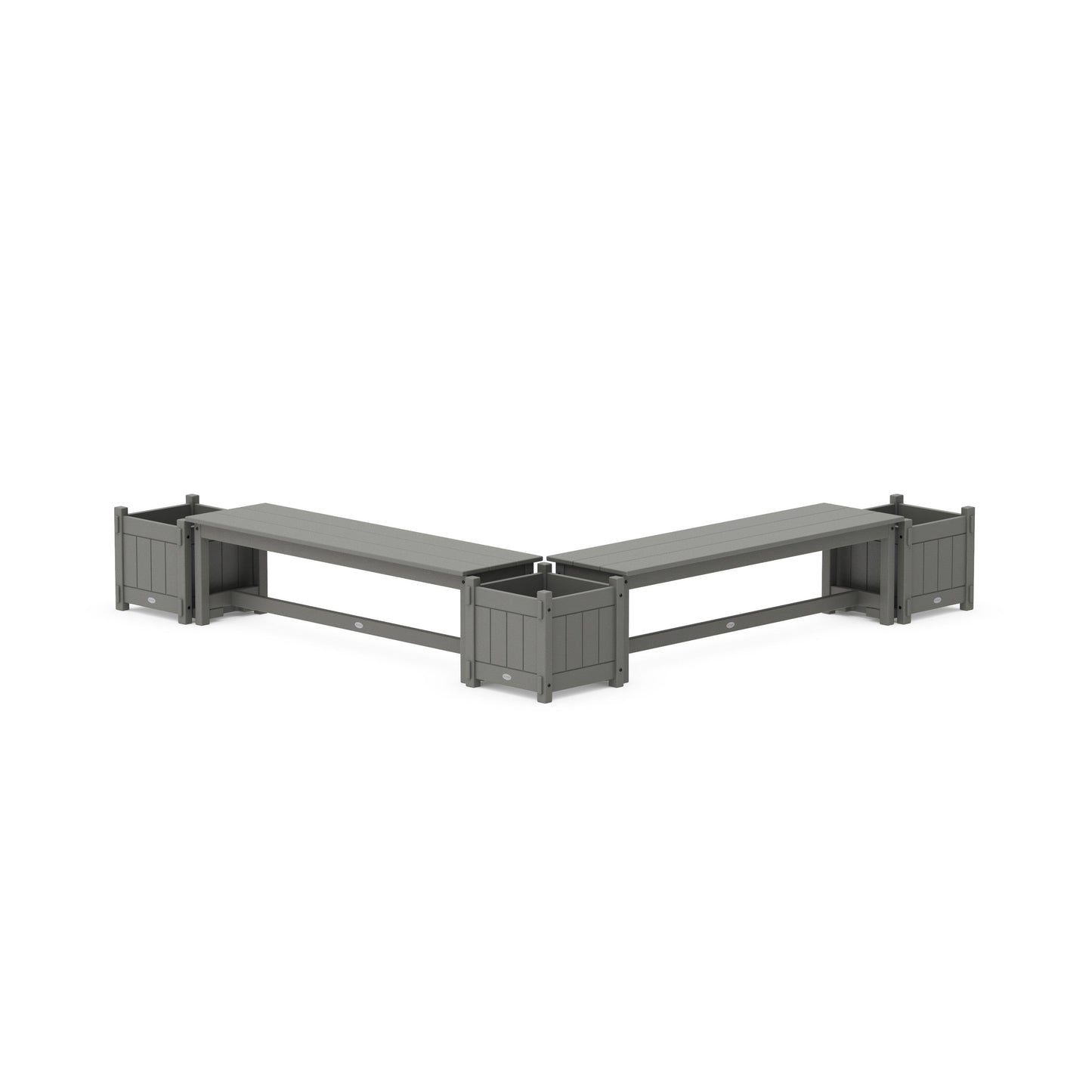 POLYWOOD 60" Vineyard Straight Double Planter Bench Set