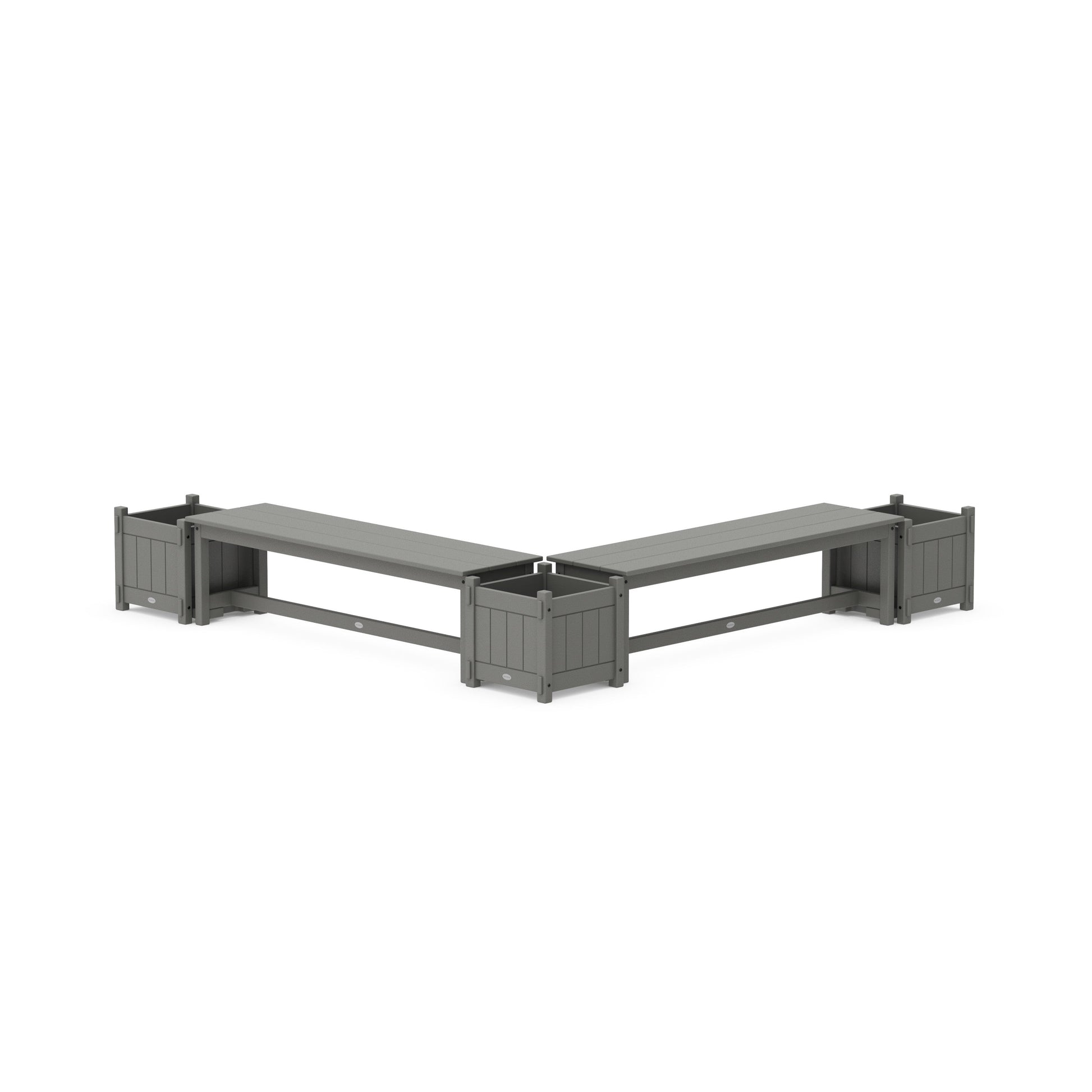 POLYWOOD 60" Vineyard Straight Double Planter Bench Set