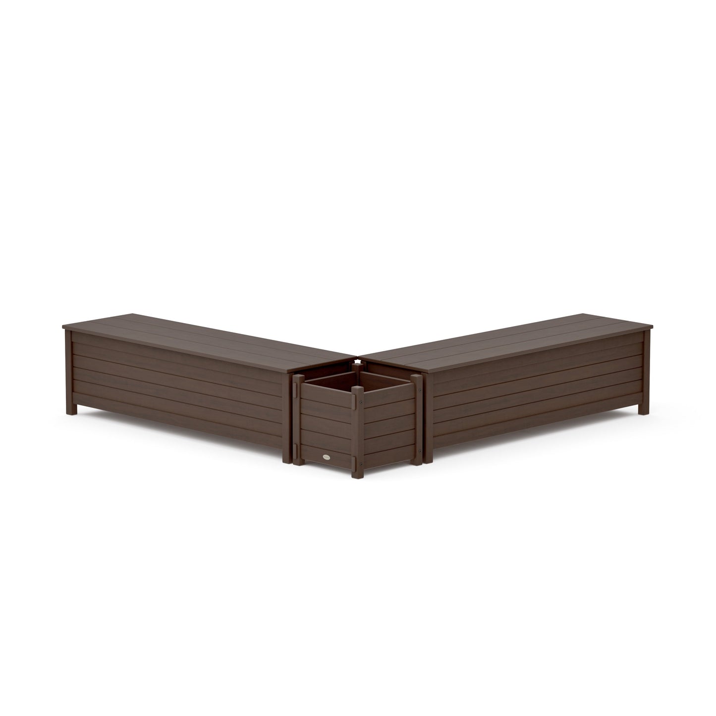 POLYWOOD 60" Nautical L- Shaped Planter Storage Bench Set — Kona