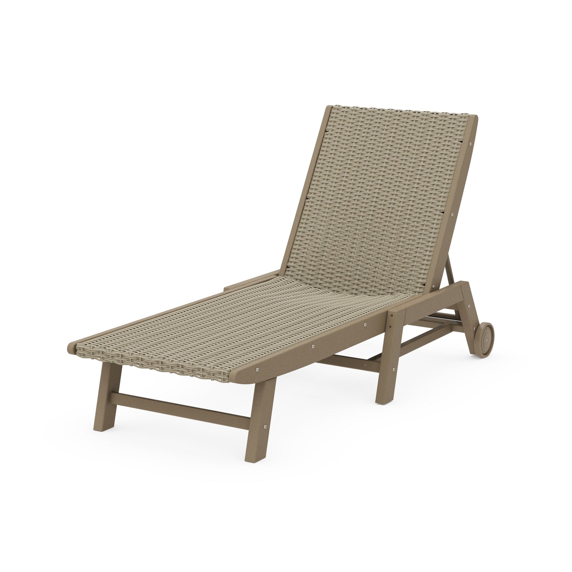 POLYWOOD Coastal Woven Chaise with Wheels — Vintage Sahara / Dune Grass