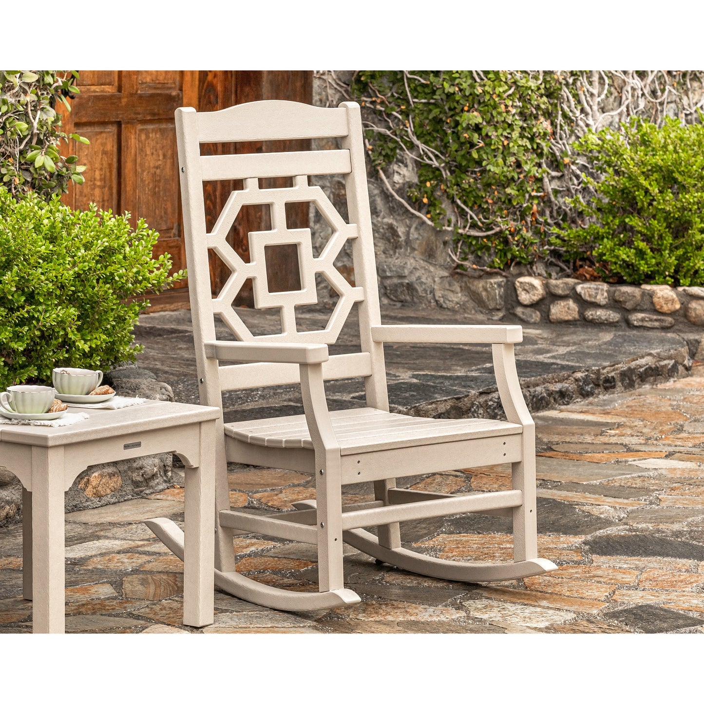 POLYWOOD Chinoiserie 3-Piece Rocking Chair Set