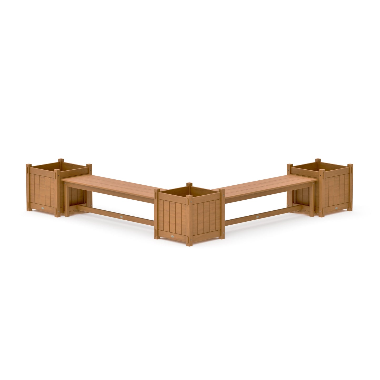 POLYWOOD 60" Vineyard L- Shaped Planter Bench Corner Set - Large — Natural