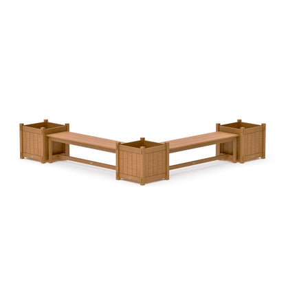 POLYWOOD 60" Vineyard L- Shaped Planter Bench Corner Set - Large — Natural