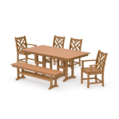 POLYWOOD Chippendale 6-Piece Farmhouse Dining Set — Natural