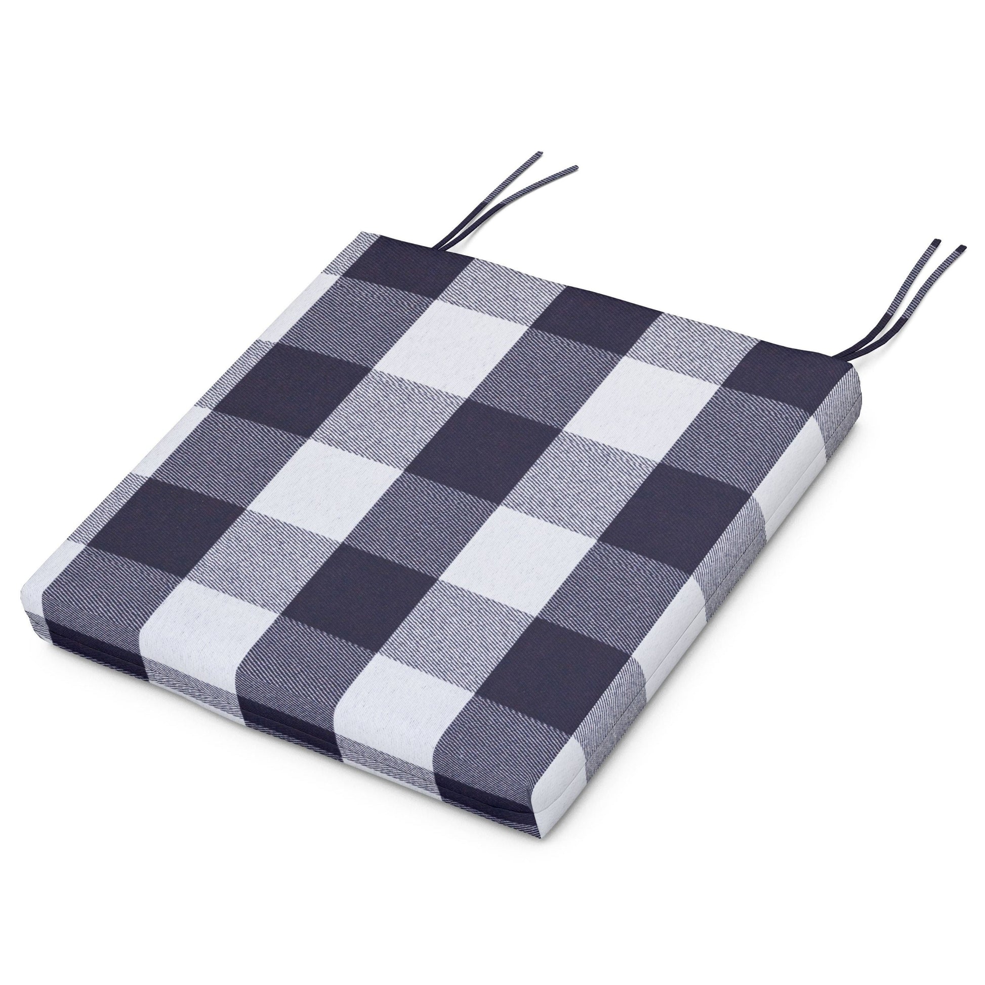 POLYWOOD Acadia Dining Side Seat Pad — Buffalo Plaid Navy