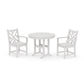 POLYWOOD Chippendale 3-Piece Round Dining Set — Vintage White