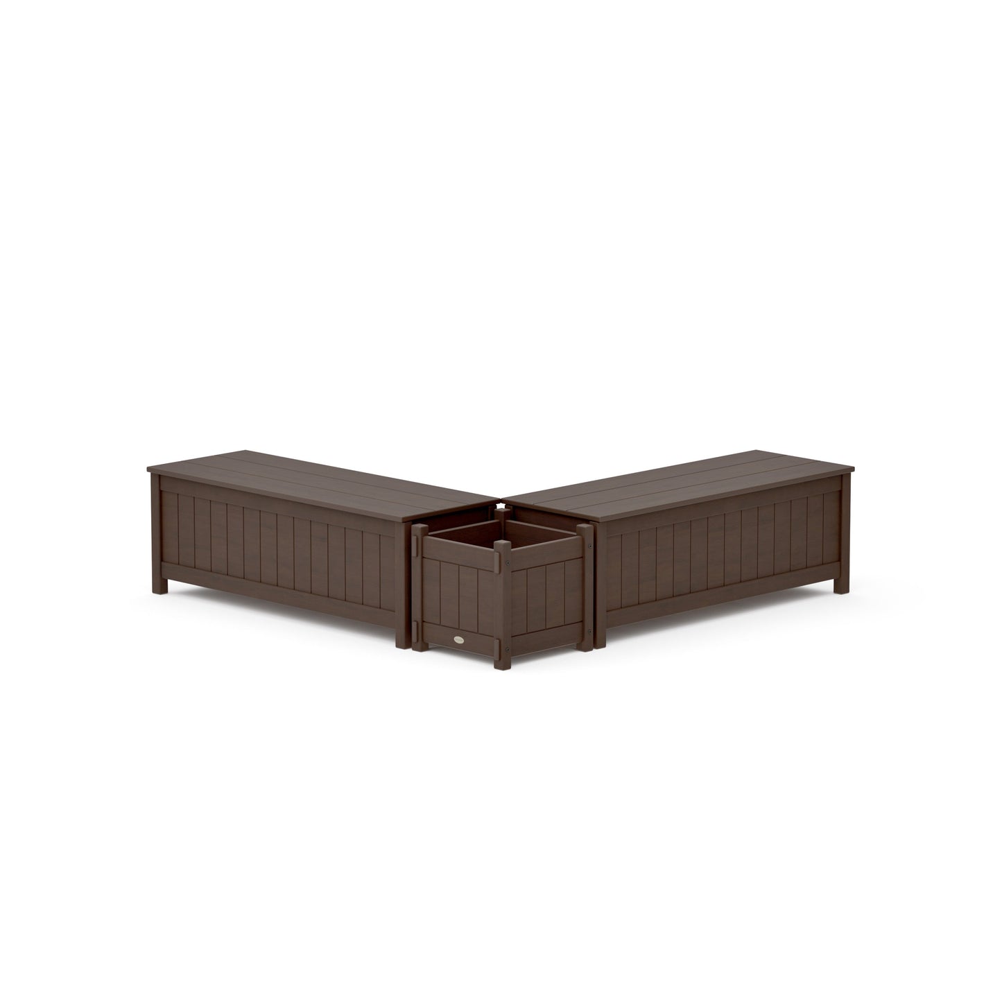 POLYWOOD 48" Vineyard L- Shaped Planter Storage Bench Set — Kona