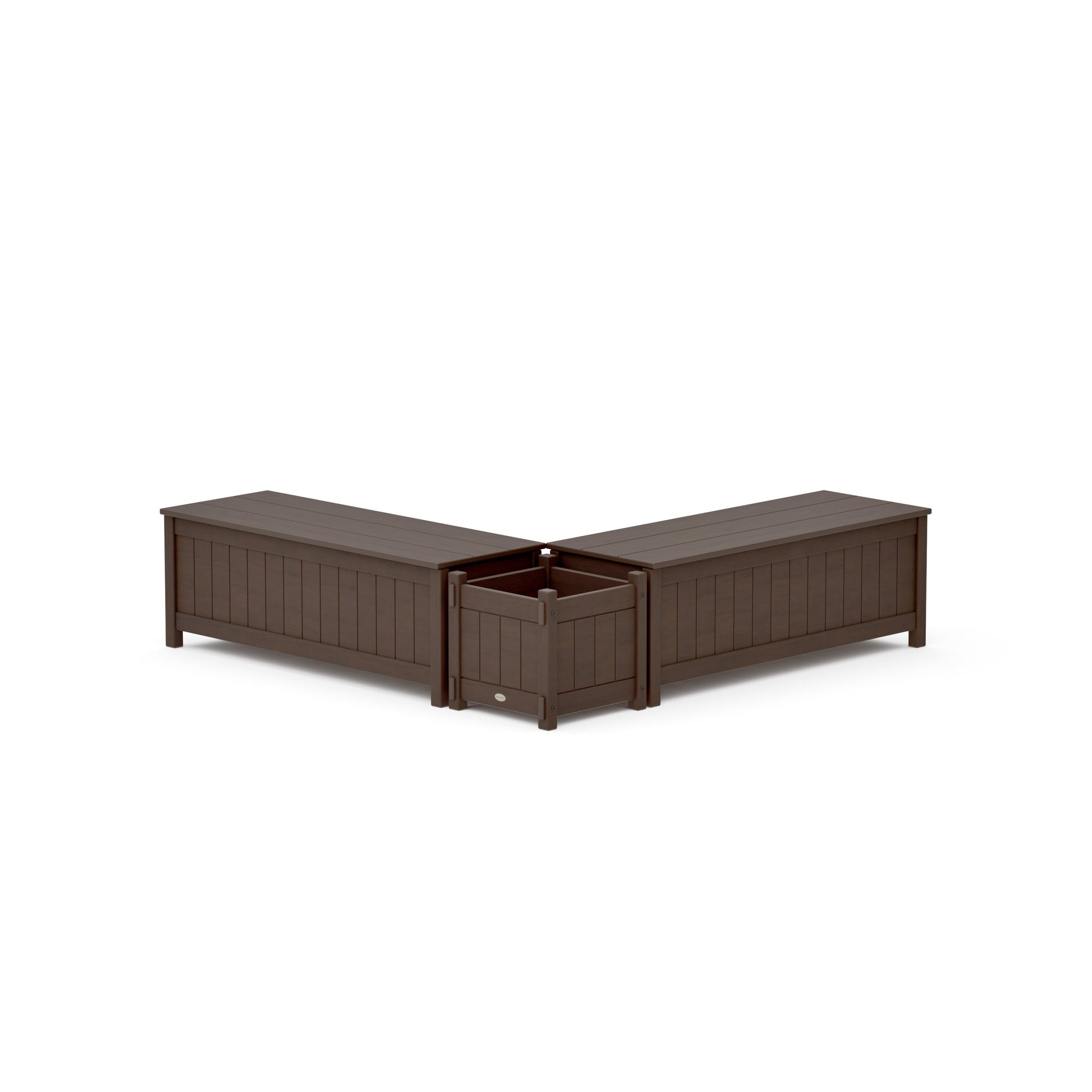 POLYWOOD 48" Vineyard L- Shaped Planter Storage Bench Set — Kona
