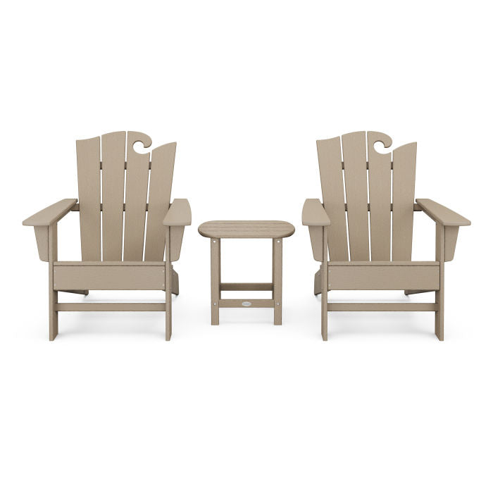 POLYWOOD Wave 3-Piece Adirondack Set with The Ocean Chair in Vintage Finish FREE SHIPPING