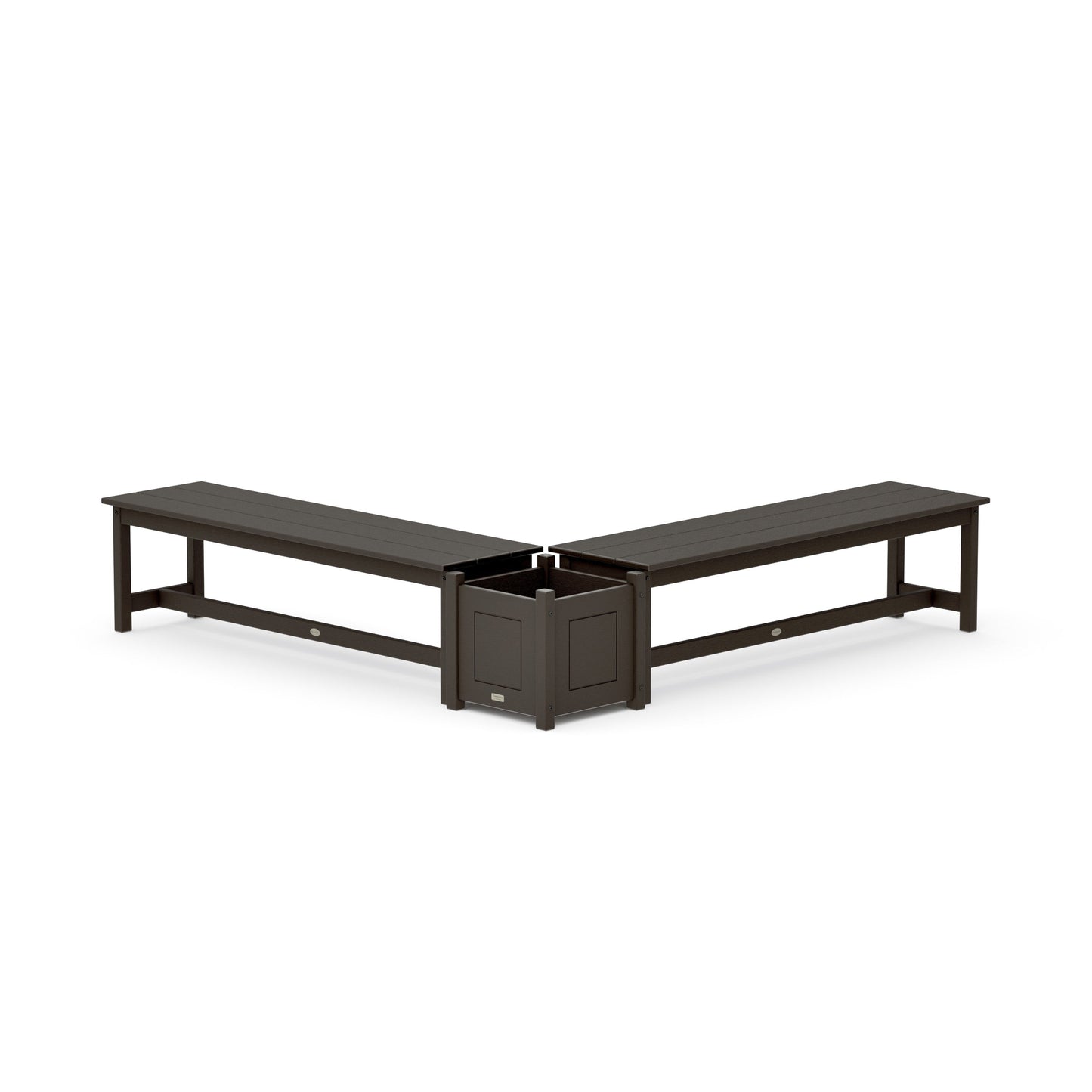 POLYWOOD 60" Country Living L- Shaped Planter Bench Set — Vintage Coffee