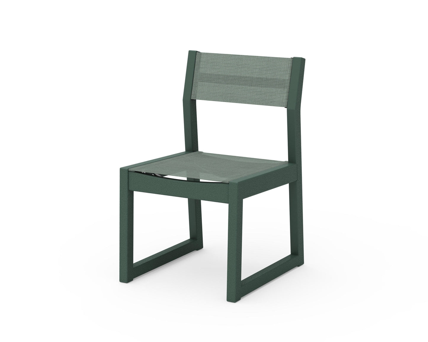 POLYWOOD EDGE Sling Dining Side Chair — Green / Dupioni Sea Mist Sling