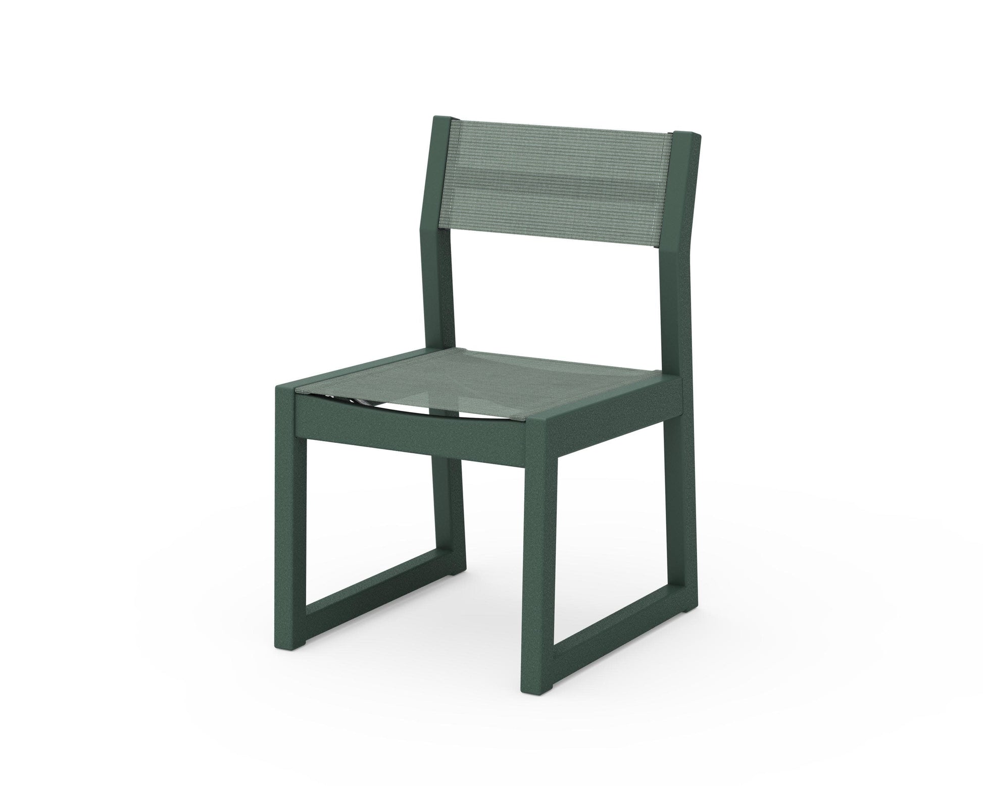 POLYWOOD EDGE Sling Dining Side Chair — Green / Dupioni Sea Mist Sling