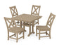 POLYWOOD Braxton Side Chair 5-Piece Farmhouse Dining Set With Trestle Legs — Vintage Sahara