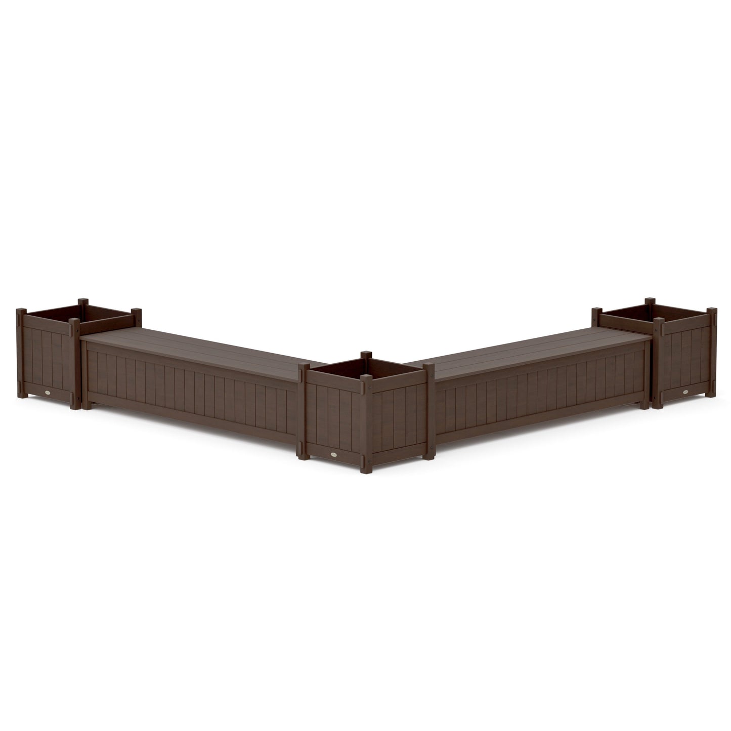 POLYWOOD 72" Vineyard L- Shaped Planter Storage Bench Corner Set- Large — Kona