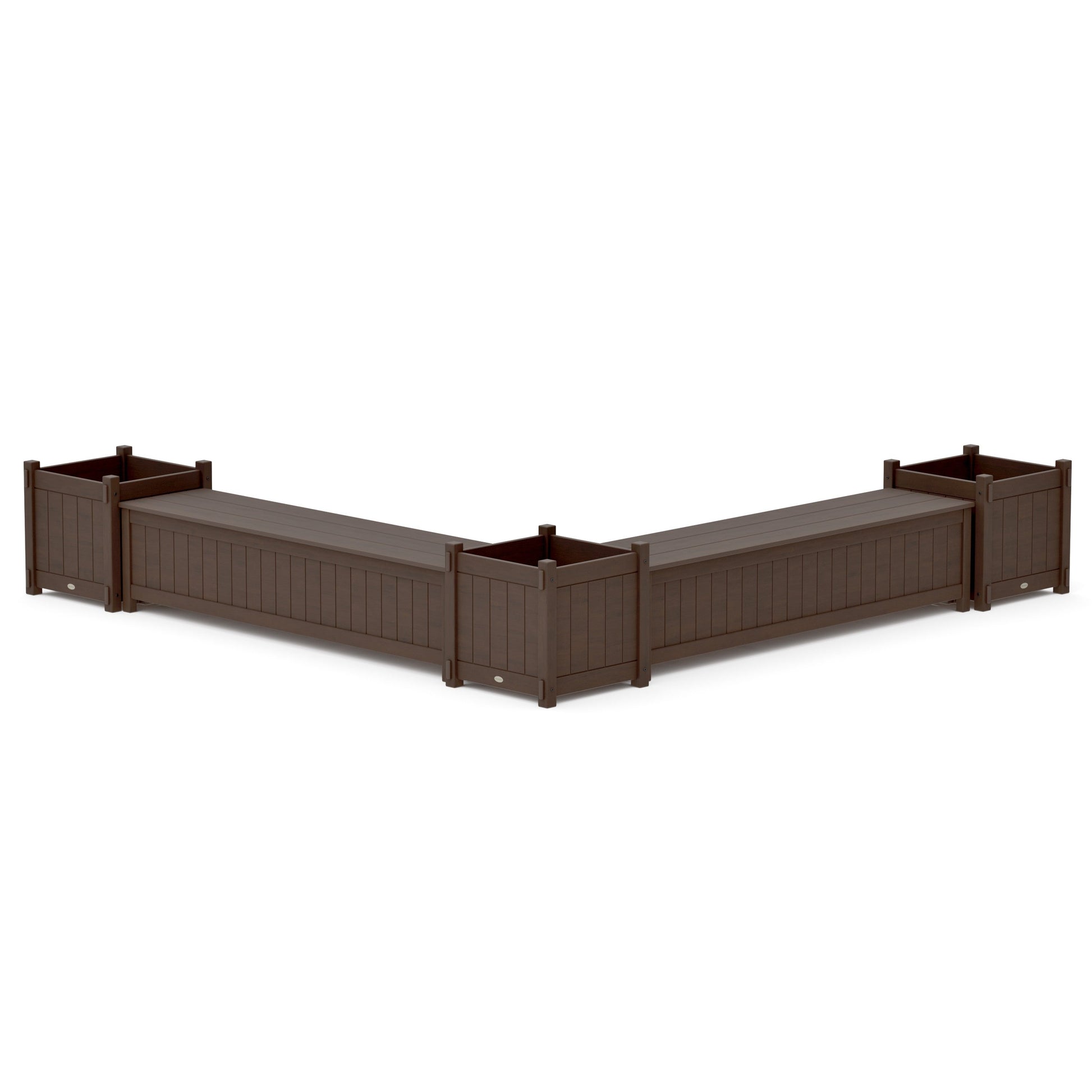 POLYWOOD 72" Vineyard L- Shaped Planter Storage Bench Corner Set- Large — Kona