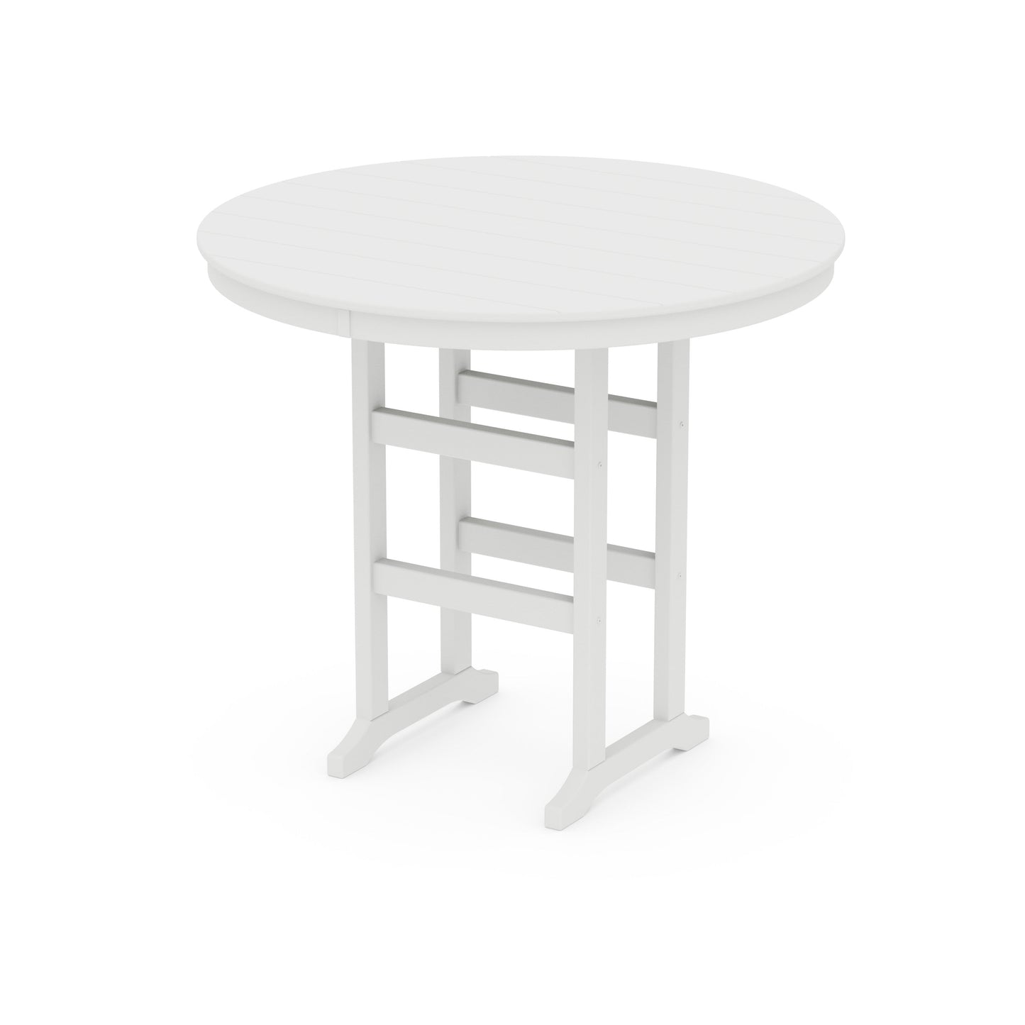 POLYWOOD 48" Round Farmhouse Bar Table — White