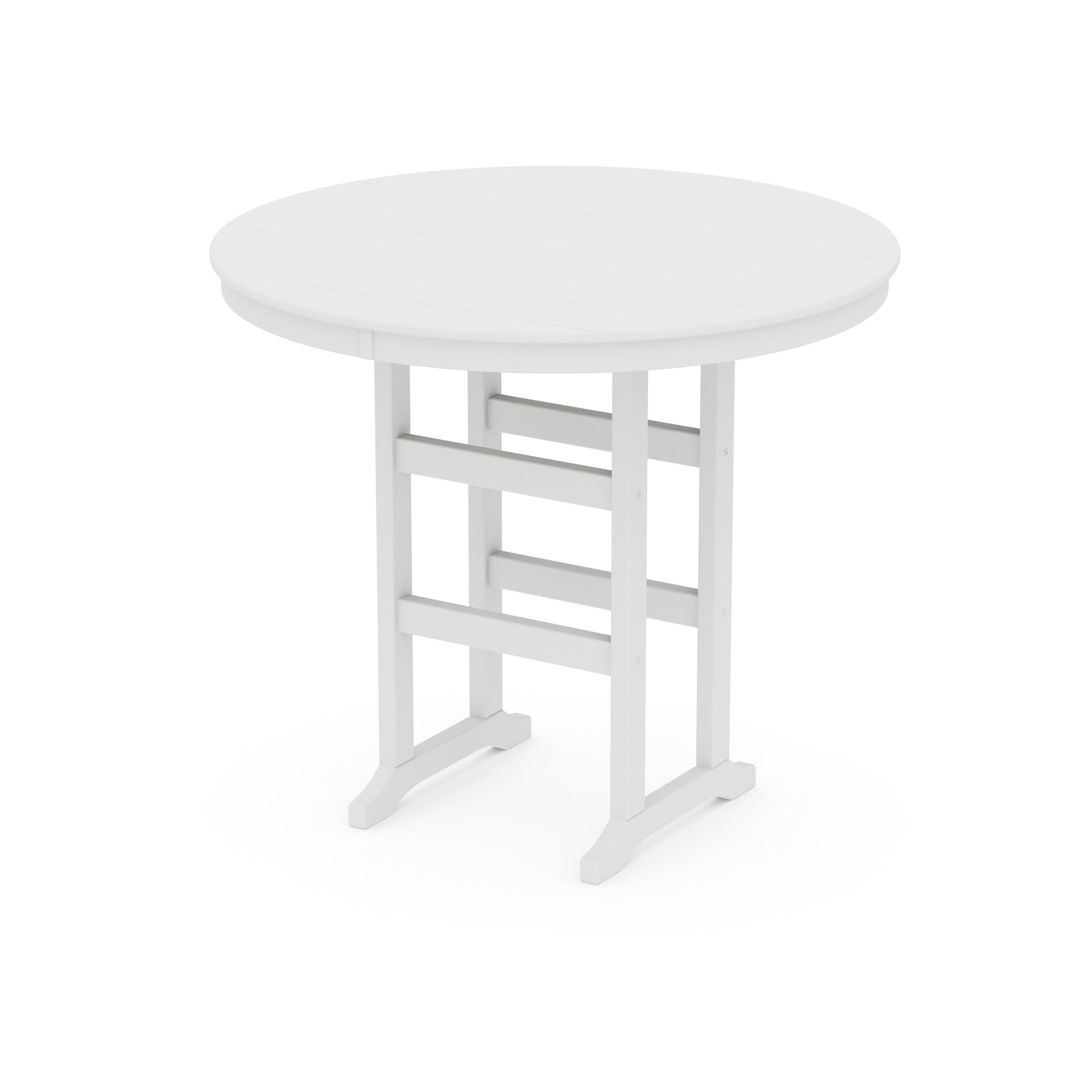 POLYWOOD 48" Round Farmhouse Bar Table — White
