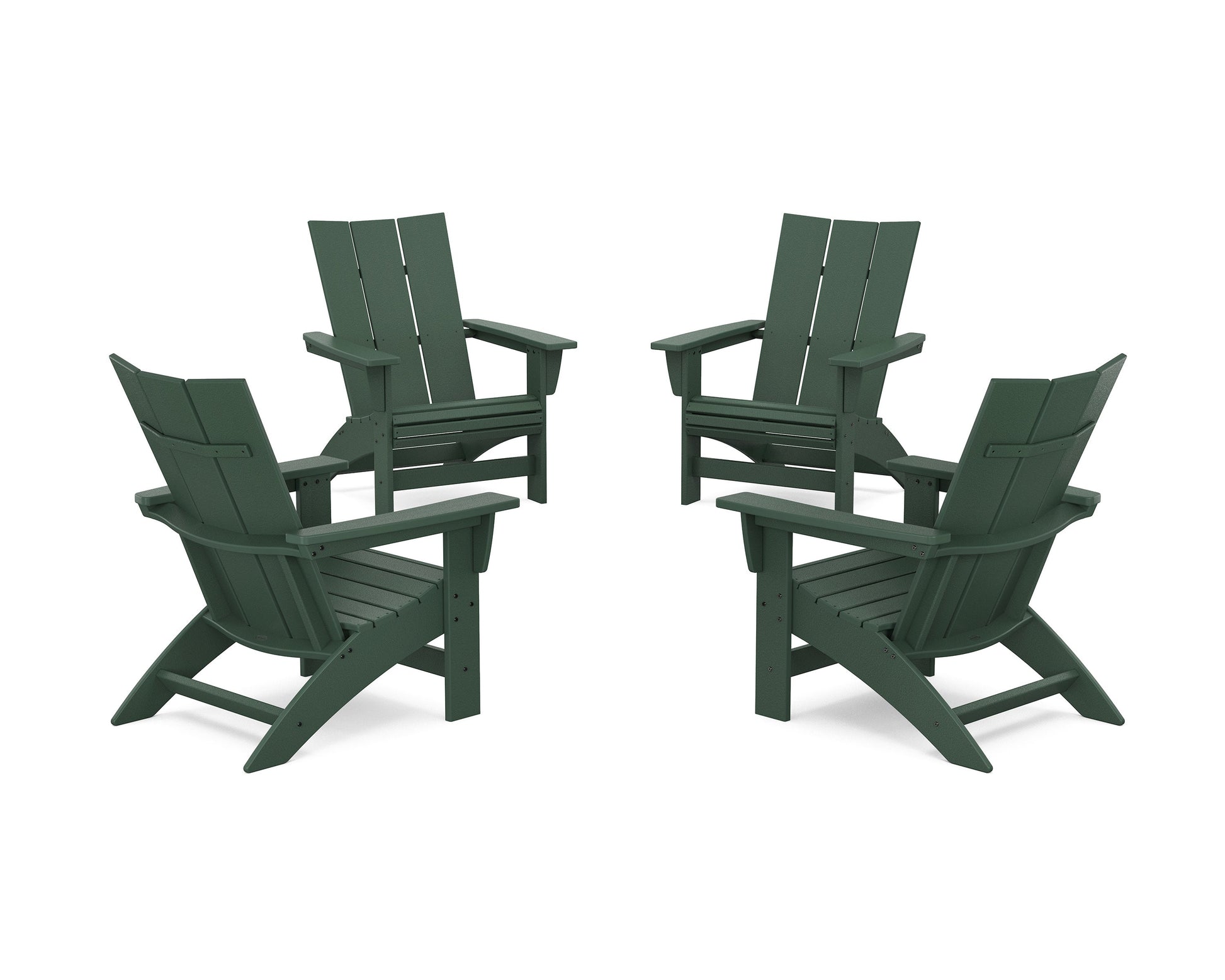 POLYWOOD 4-Piece Modern Grand Adirondack Chair Conversation Set — Green