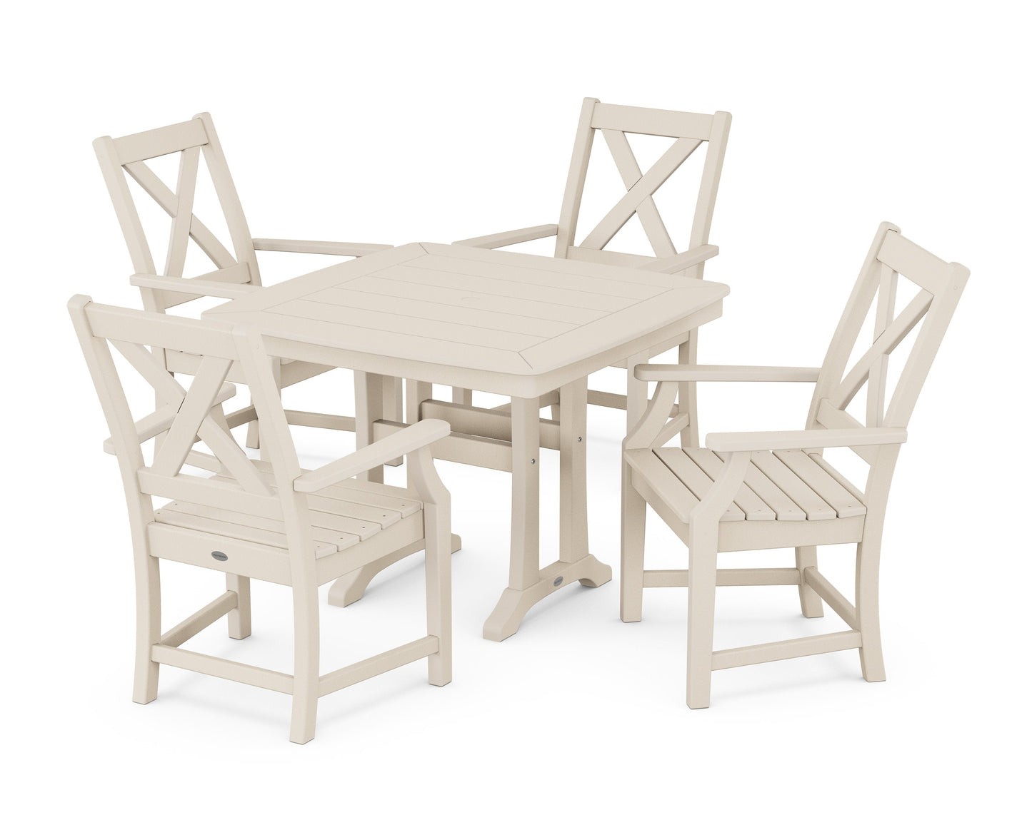 POLYWOOD Braxton 5-Piece Dining Set with Trestle Legs — Sand
