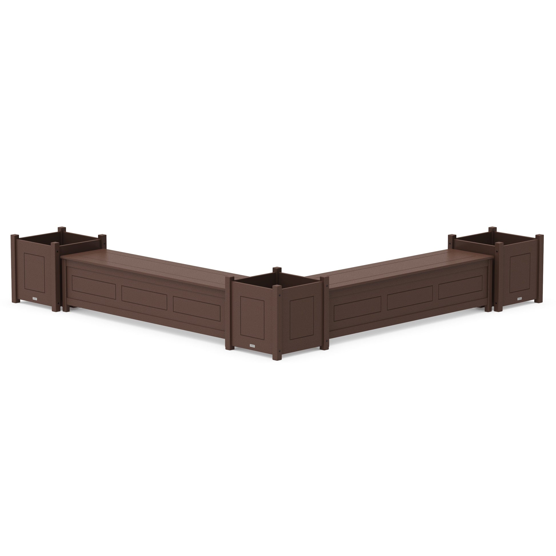 POLYWOOD 72" Country Living L- Shaped Planter Storage Bench Corner Set- Large — Mahogany