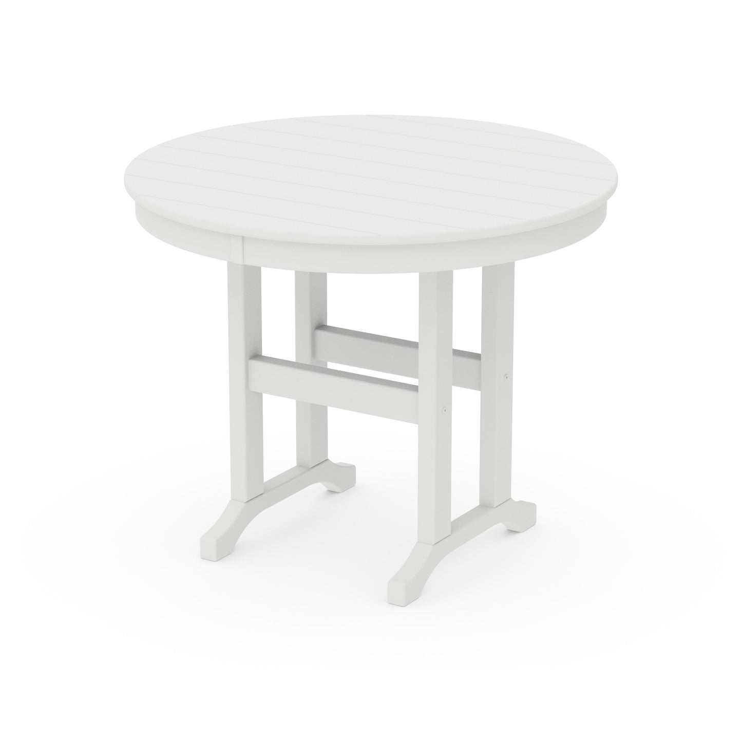 POLYWOOD 36" Round Farmhouse Dining Table — White