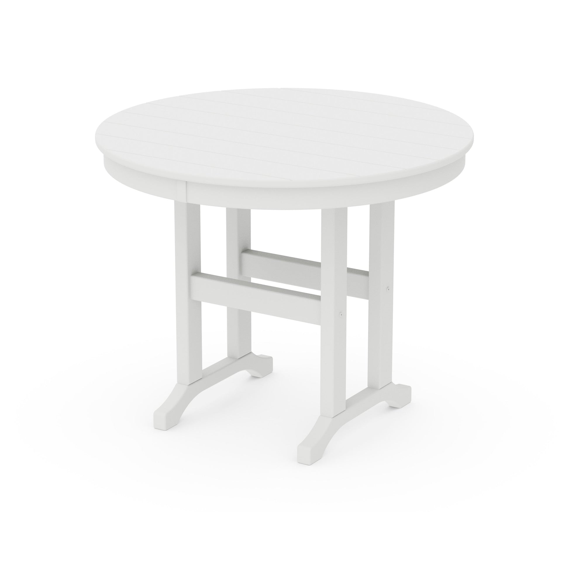 POLYWOOD 36" Round Farmhouse Dining Table — White