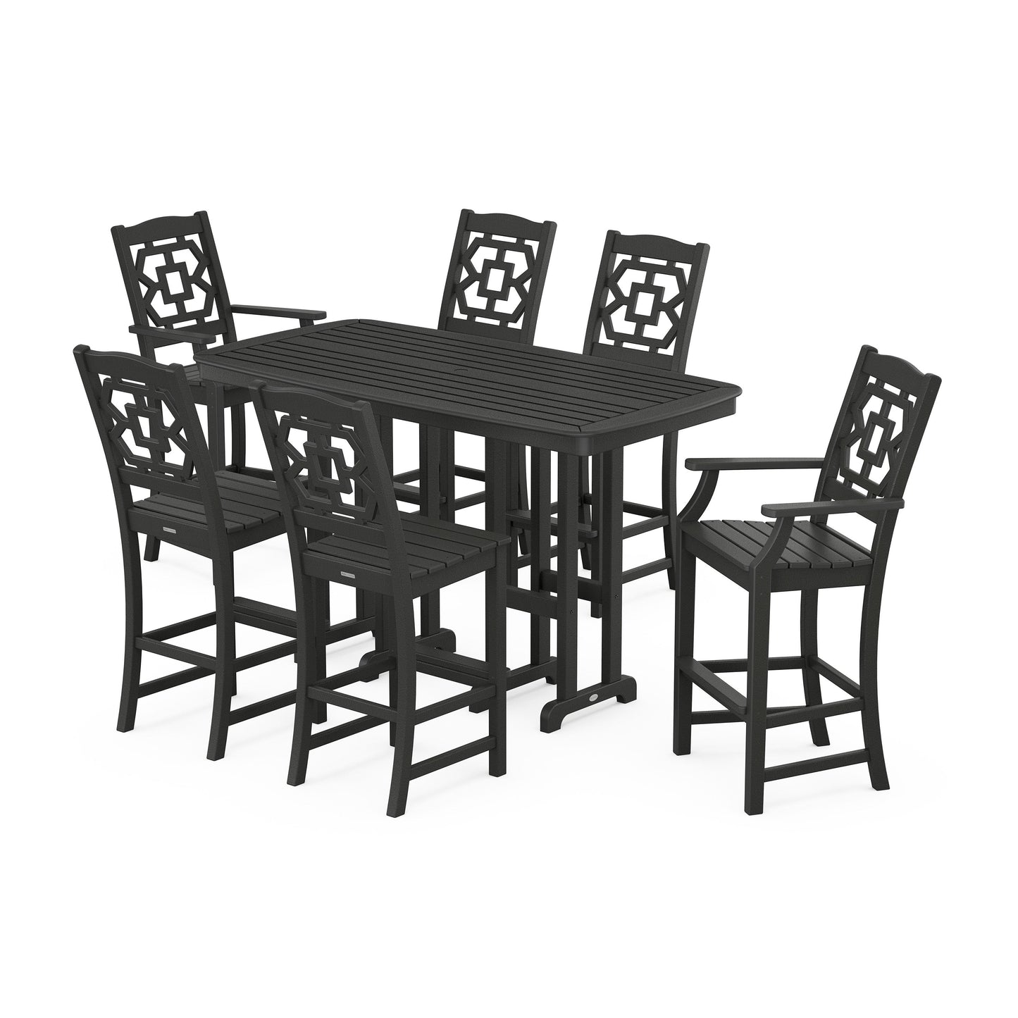 POLYWOOD Chinoiserie 7-Piece Bar Set — Black