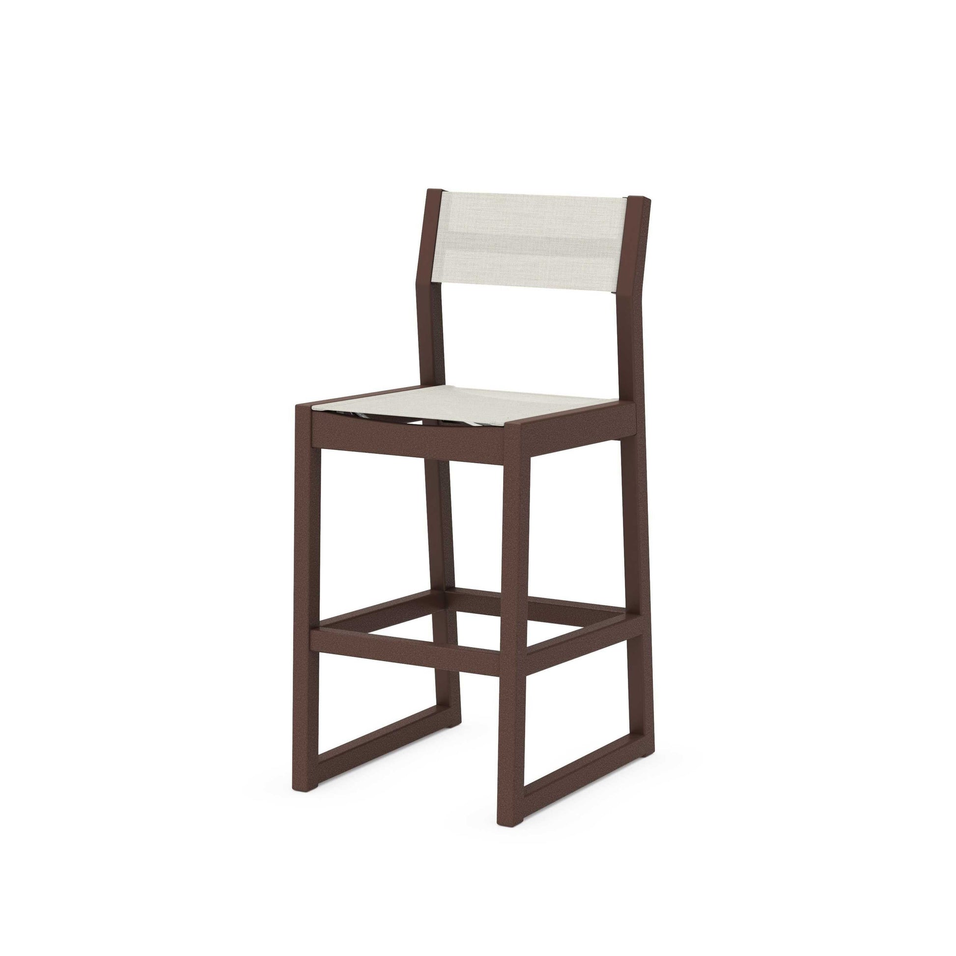 POLYWOOD EDGE Sling Bar Side Chair — Mahogany / Parchment Sling