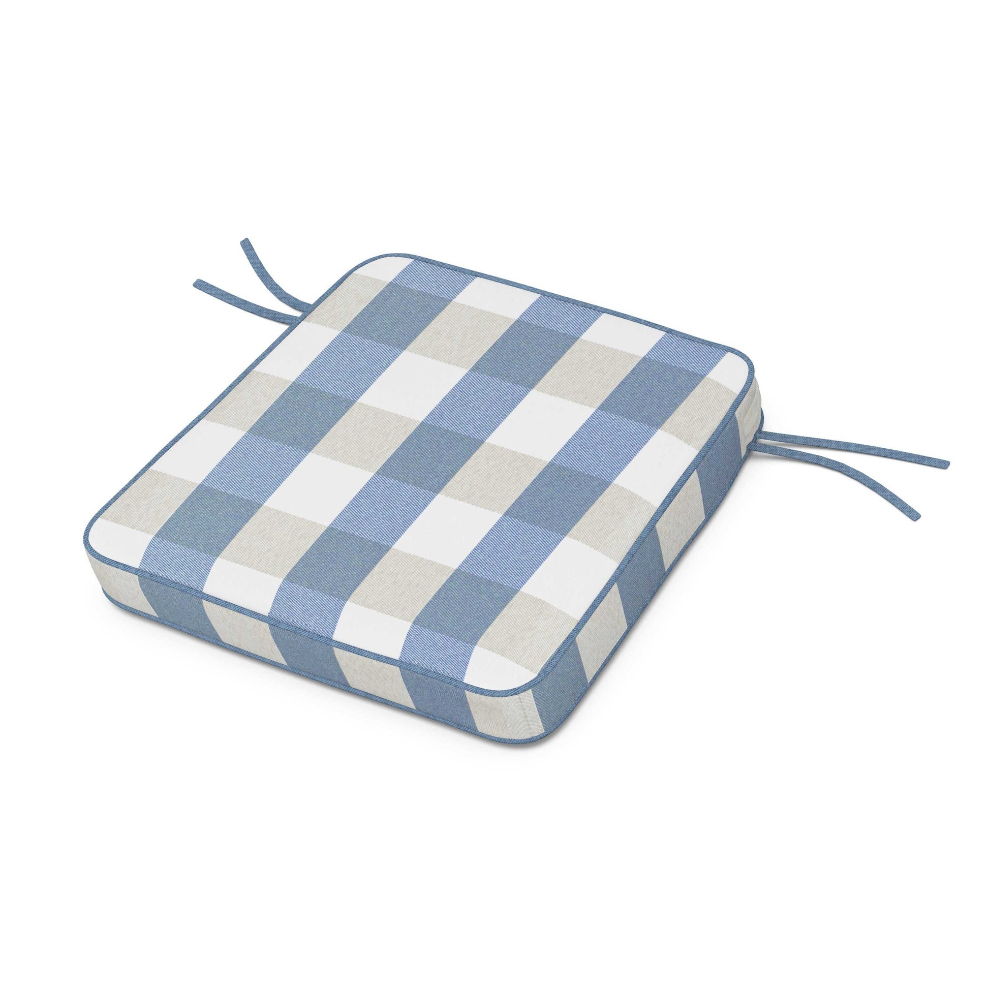 POLYWOOD Acadia Dining Arm Seat Cushion — Buffalo Plaid Sky Blue
