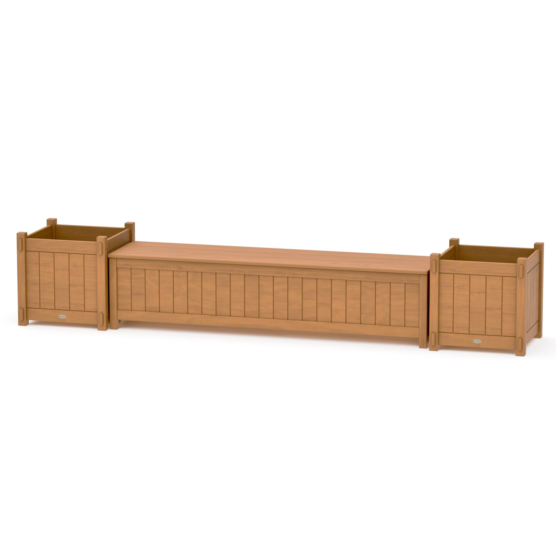 POLYWOOD 72" Vineyard Straight Planter Storage Bench Set- Large — Natural