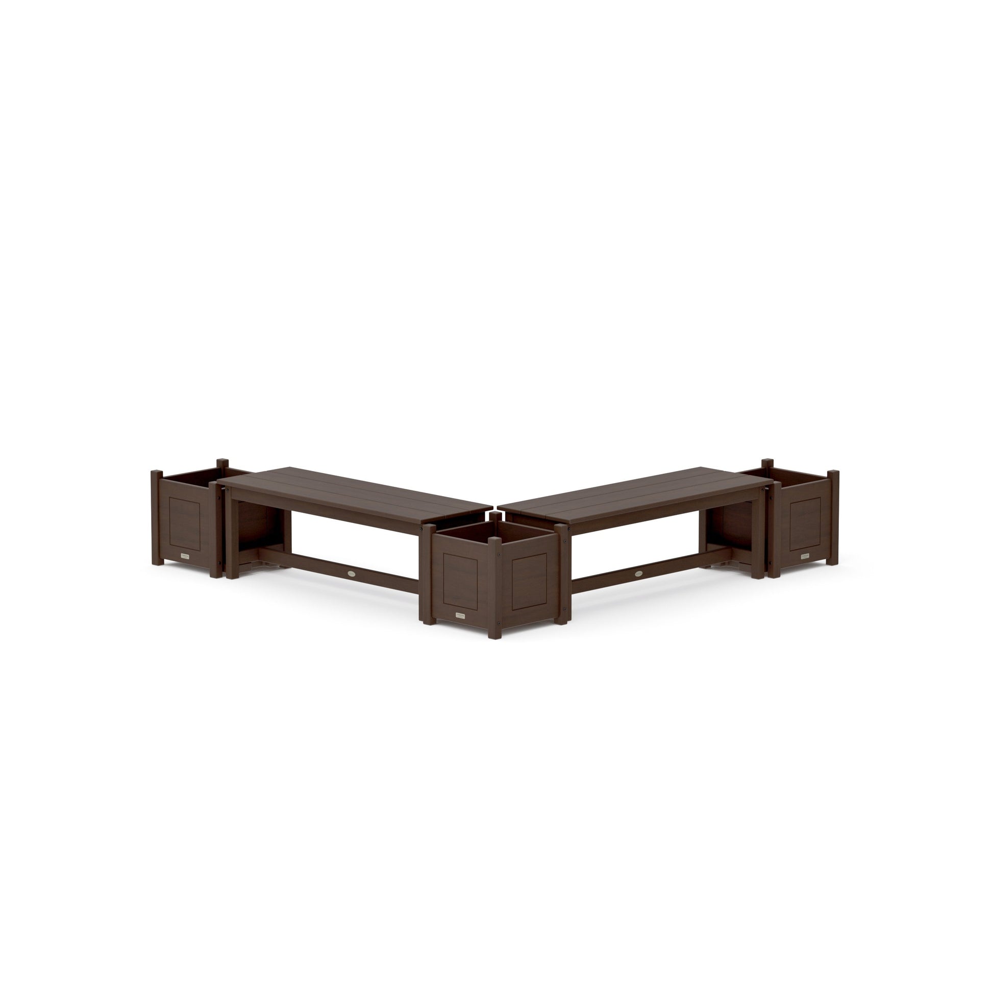 POLYWOOD 48" Country Living L- Shaped Planter Bench Corner Set — Kona