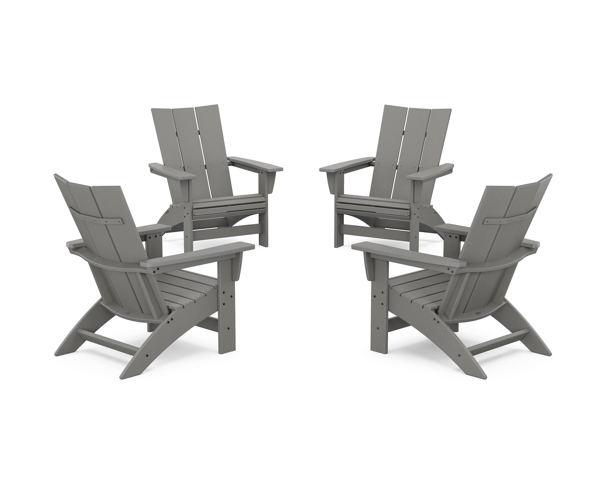 POLYWOOD 4-Piece Modern Grand Adirondack Chair Conversation Set — Slate Grey