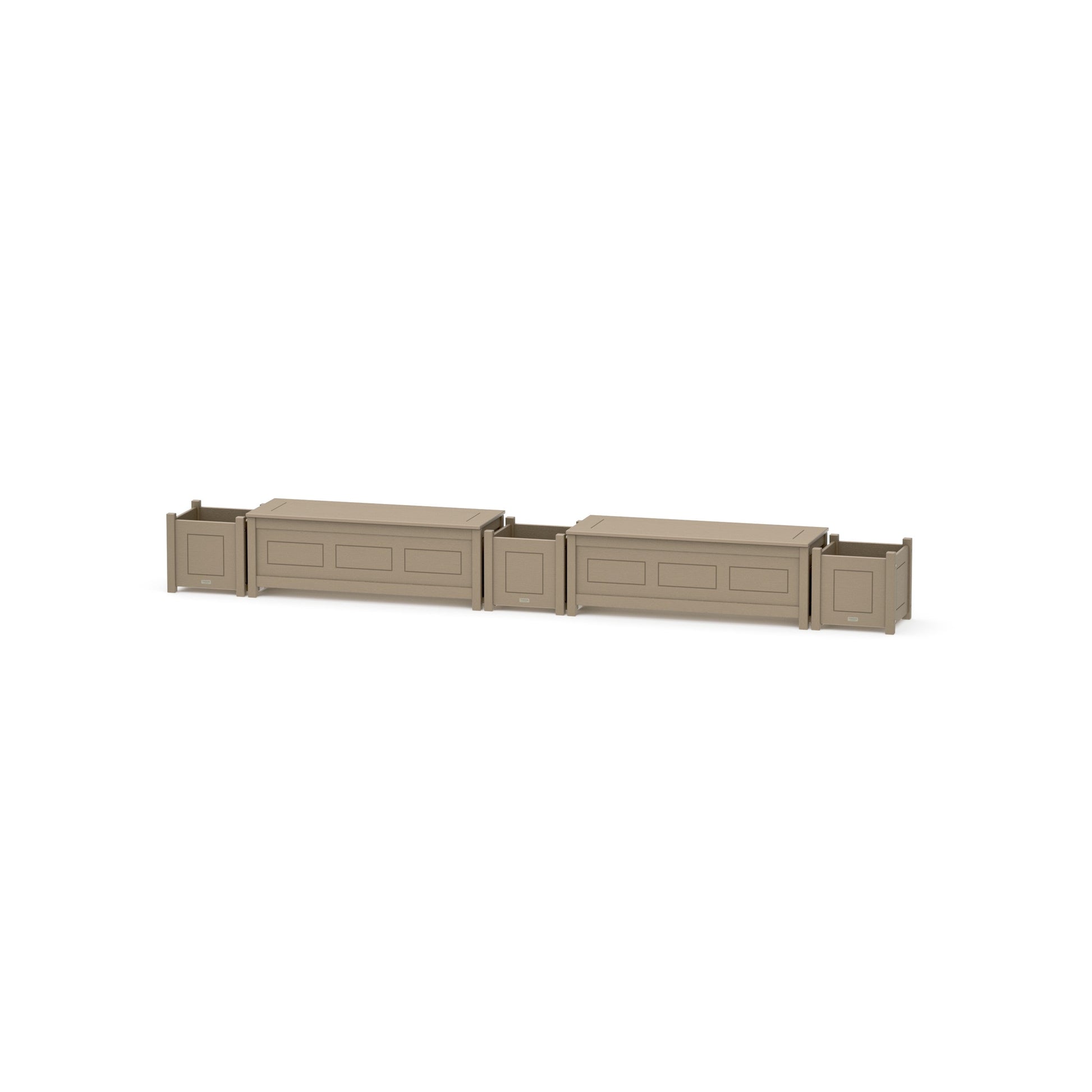 POLYWOOD 48" Country Living Straight Double Planter Storage Bench Set — Vintage Sahara