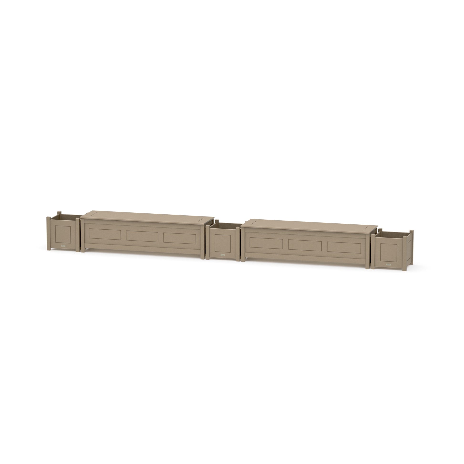 POLYWOOD 60" Country Living Straight Double Planter Storage Bench Set — Vintage Sahara