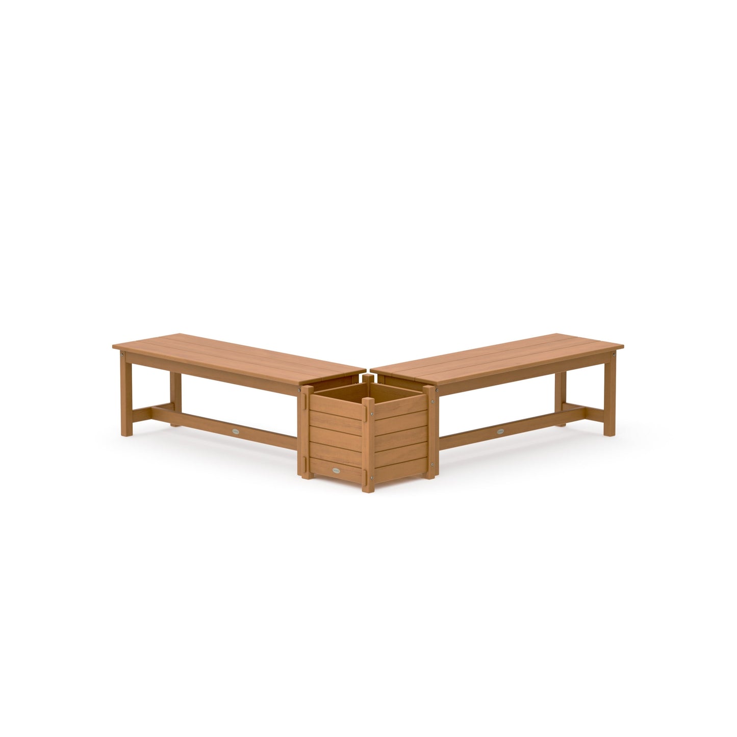 POLYWOOD 48" Nautical L- Shaped Planter Bench Set — Natural