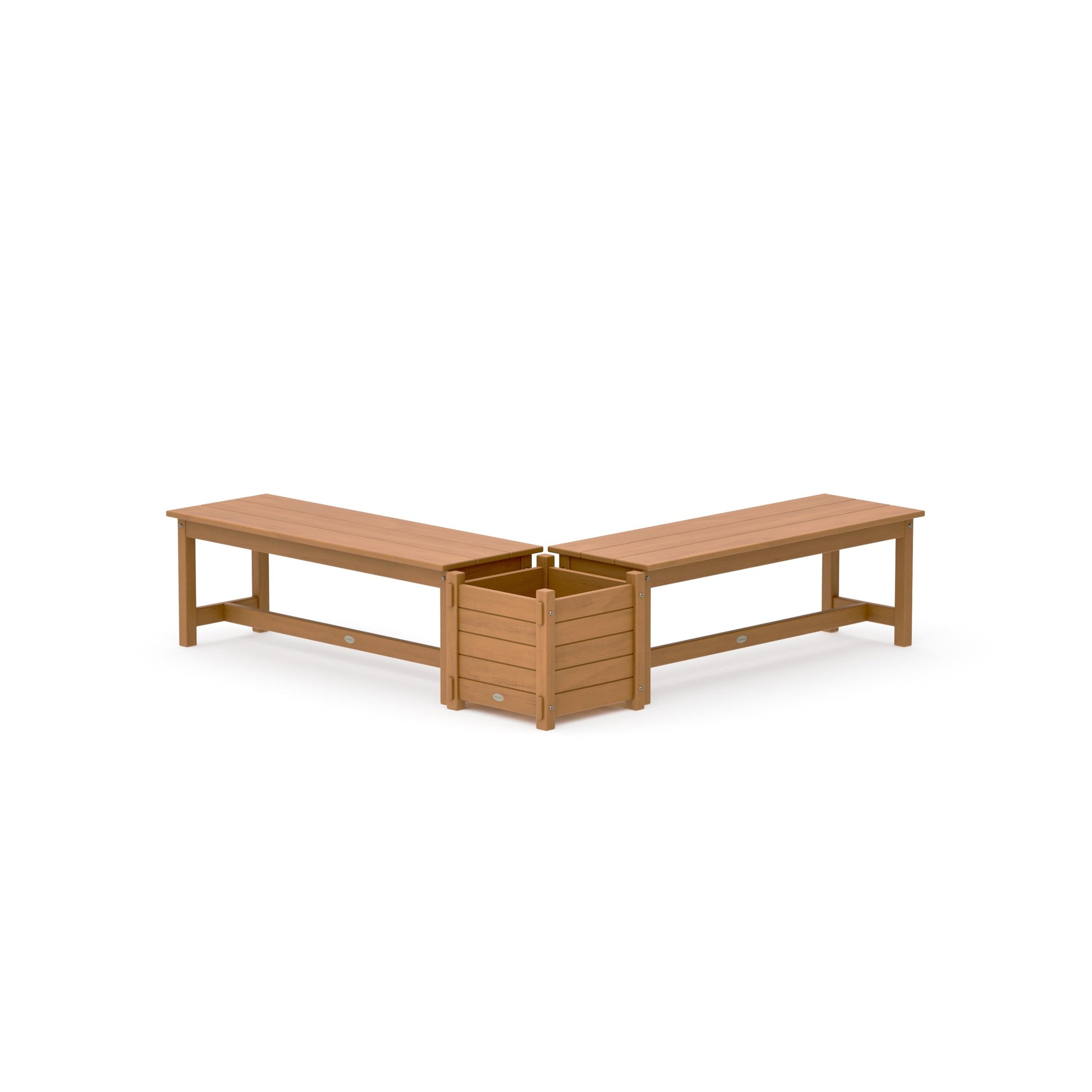 POLYWOOD 48" Nautical L- Shaped Planter Bench Set — Natural
