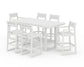 POLYWOOD EDGE Sling 7-Piece Bar Table Set — White / White Sling