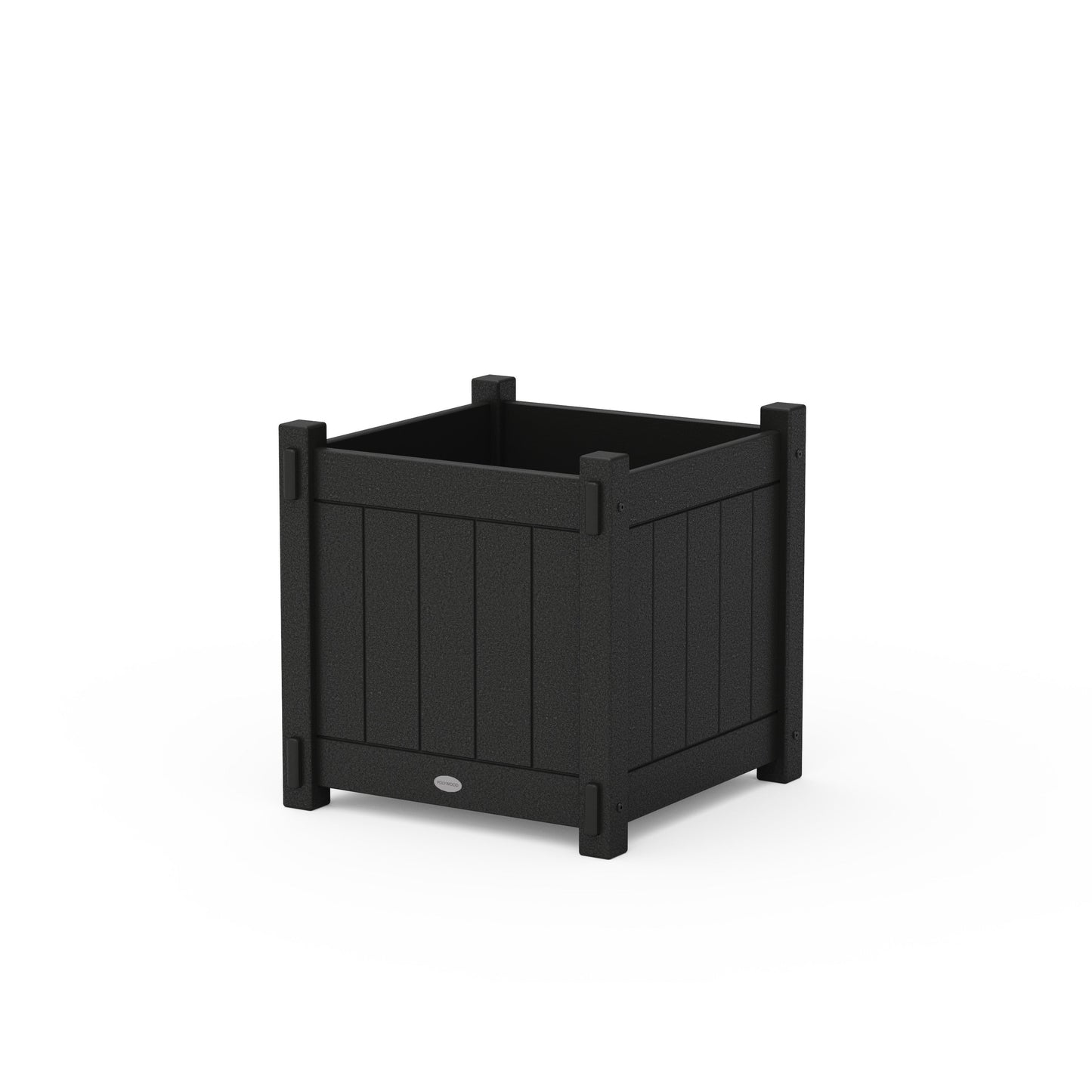 POLYWOOD Vineyard Large Square Planter Box — Black