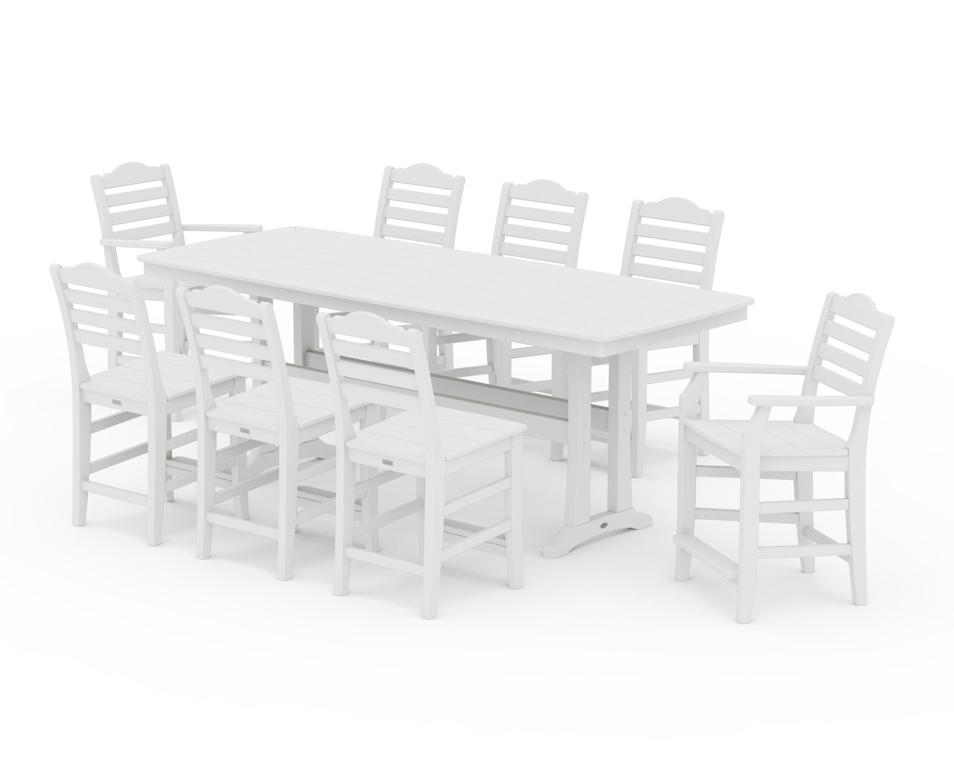 POLYWOOD Savannah 9-Piece Counter Set with Trestle Legs — White