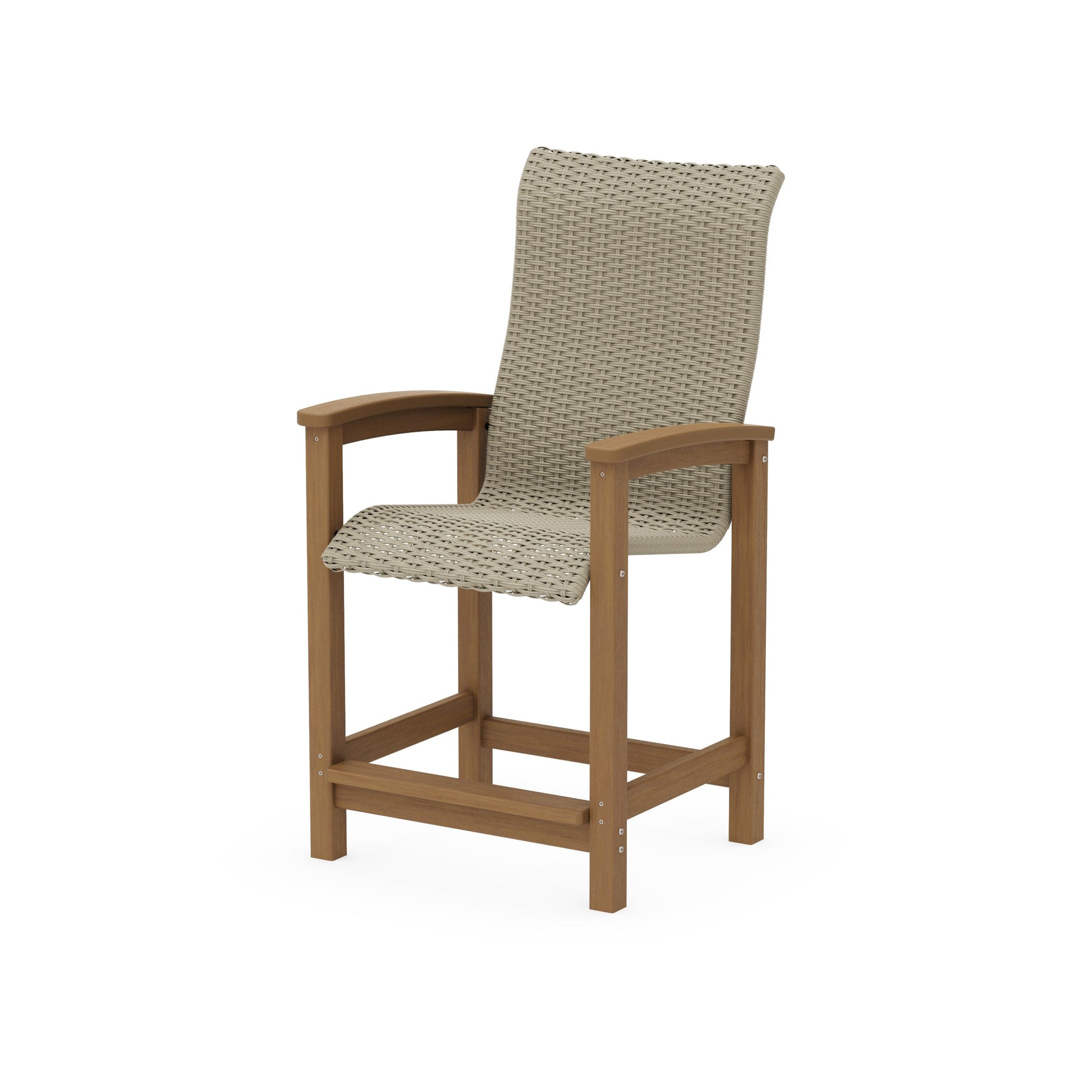 POLYWOOD Coastal Woven High-Back Counter Chair — Natural / Dune Grass