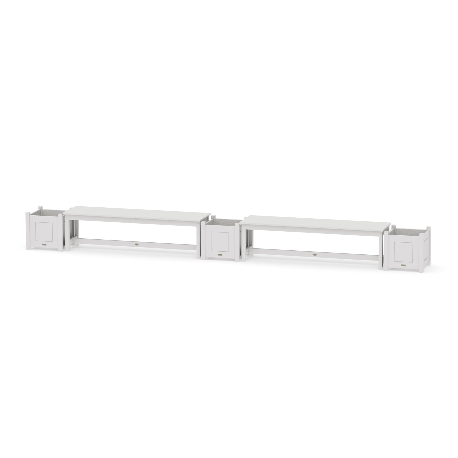 POLYWOOD 60" Country Living Straight Double Planter Bench Set — Vintage White