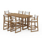 POLYWOOD EDGE Sling 7-Piece Bar Table Set — Natural / White Sling