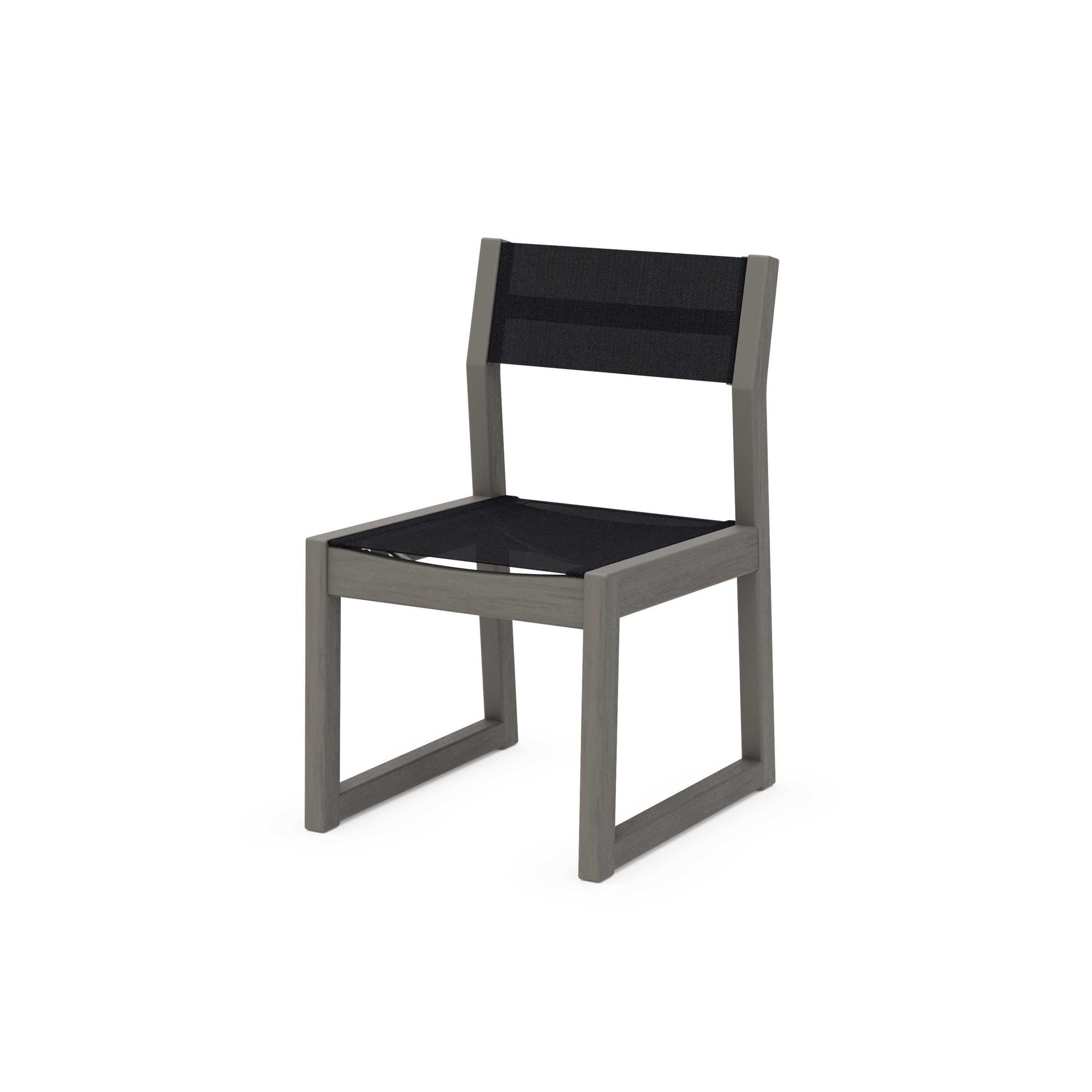 POLYWOOD EDGE Sling Dining Side Chair — Driftwood / Black Sling
